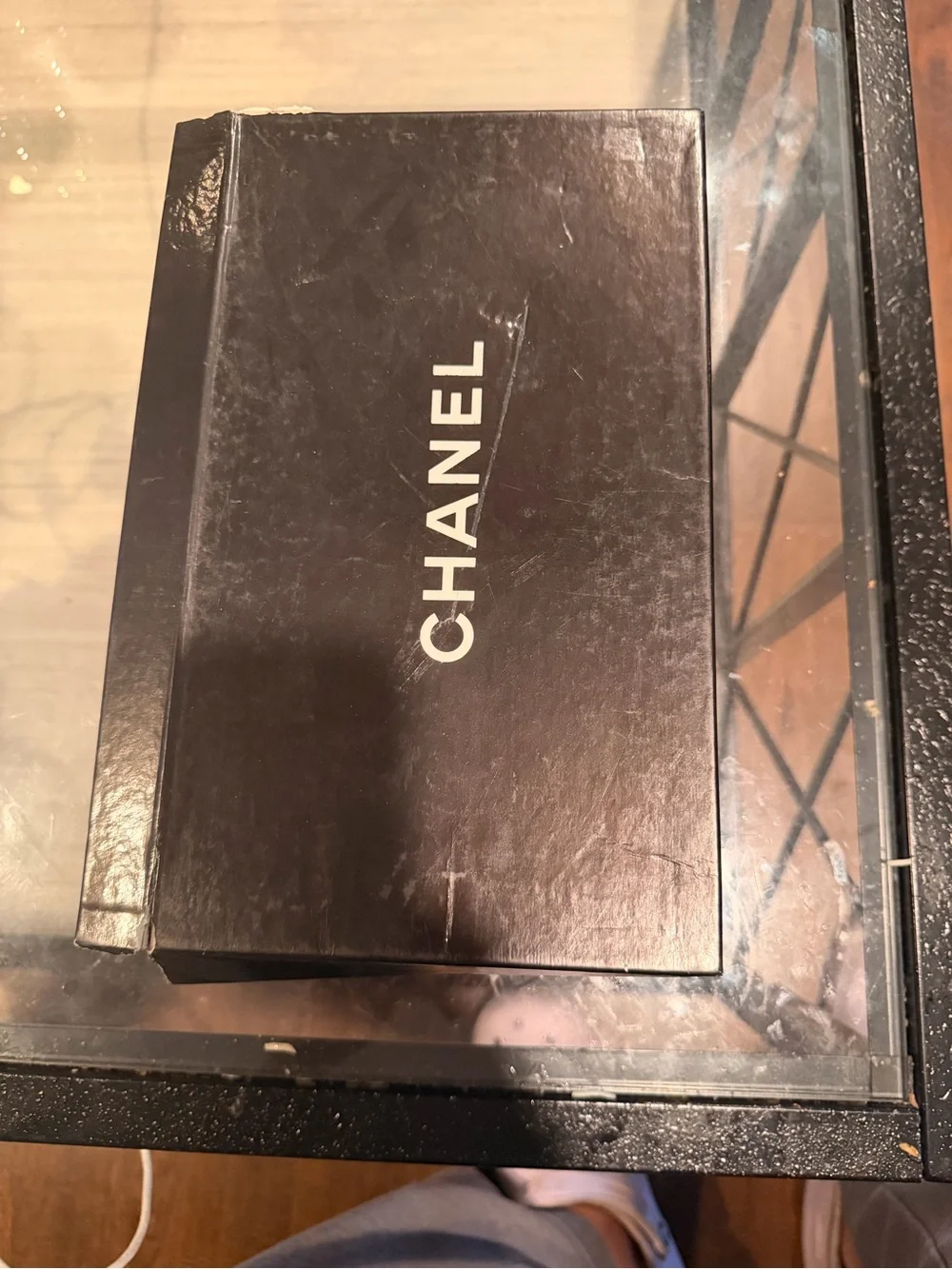CHANEL Black Patent and Leather Pointed Toe Pumps